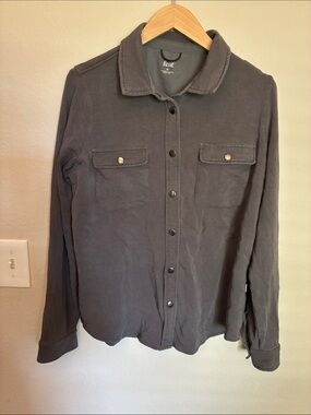 FEAT Clothing The Nomad Overshirt Snap Button Shacket Asphalt Gray M